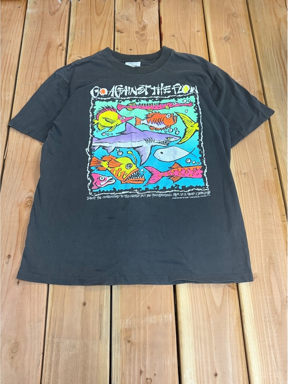 Vintage 1989 Living Epistles Go Against The Flow Graphic TSh